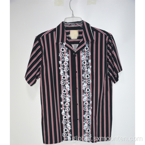 Soft Touch Print Shirts Holiday Design Casual Color Stripe Print Shirts Supplier